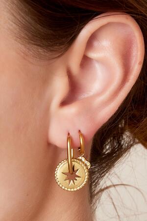 Stainless steel earrings with star coin Gold h5 Picture3
